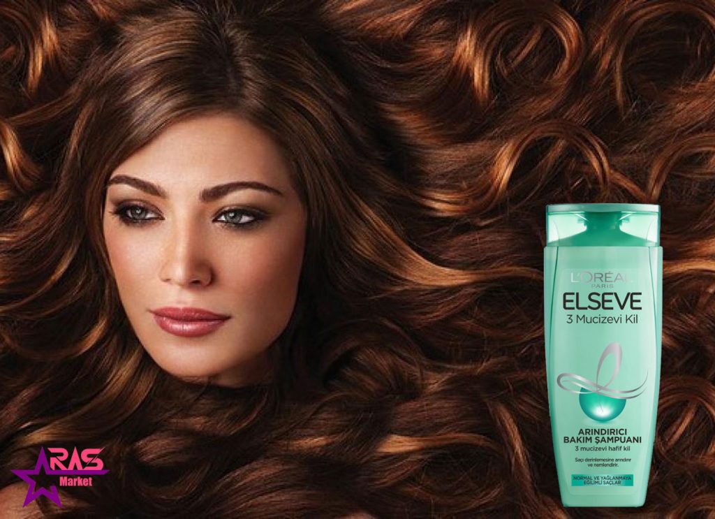 شامپو لورآل سری ELSEVE مدل 3 Mucizevi kil مخصوص موهای چرب و معمولی ۴۵۰ میلی لیتر ، خرید اینترنتی محصولات شوینده و بهداشتی ، استحمام