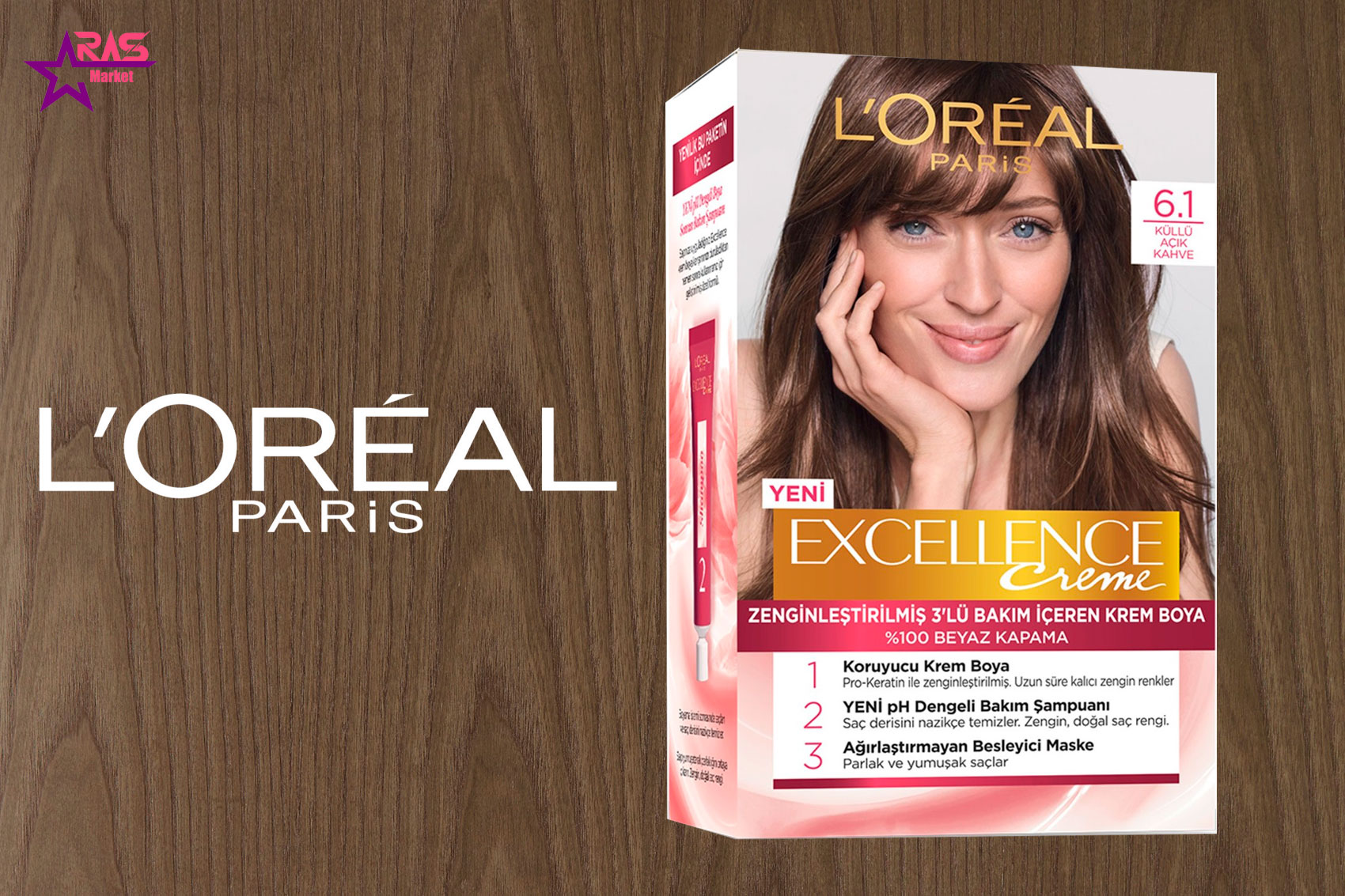 کیت رنگ مو لورآل سری Excellence شماره 6.1 ، خرید اینترنتی محصولات شوینده و بهداشتی ، بهداشت بانوان