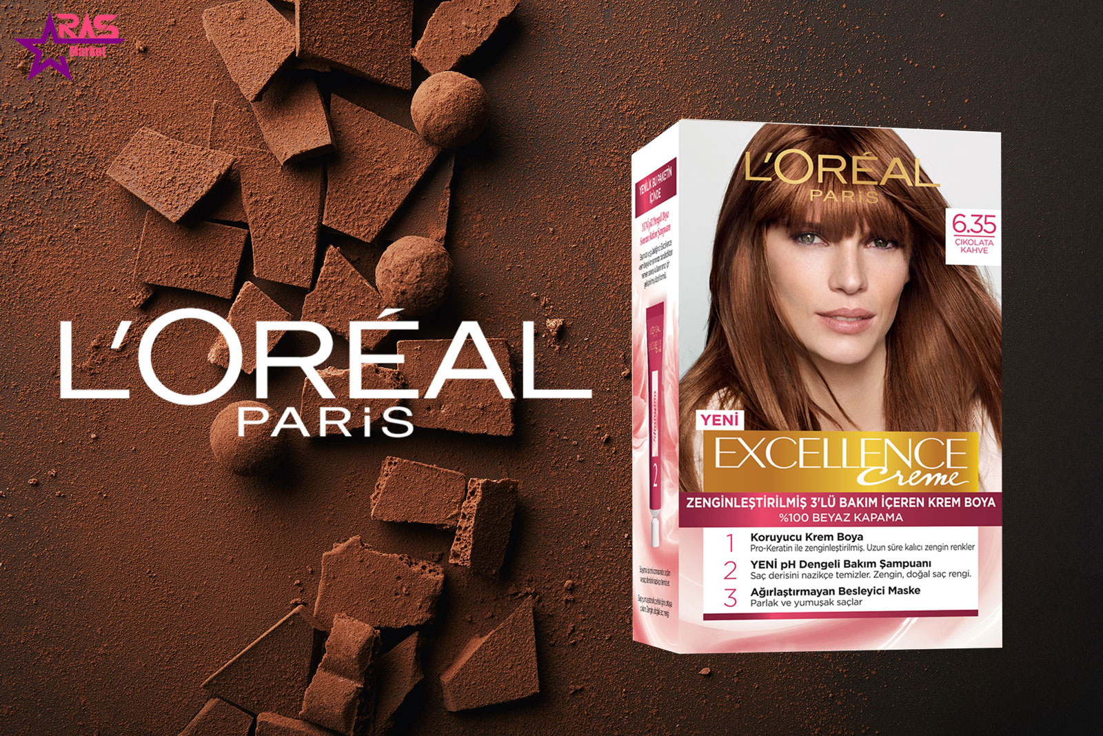 کیت رنگ مو لورآل سری Excellence شماره 6.35 ، خرید اینترنتی محصولات شوینده و بهداشتی ، بهداشت بانوان ، رنگ موی زنانه