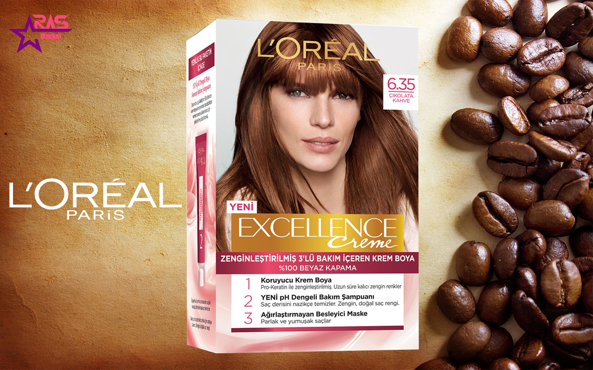 کیت رنگ مو لورآل سری Excellence شماره 6.35 ، خرید اینترنتی محصولات شوینده و بهداشتی ، بهداشت بانوان