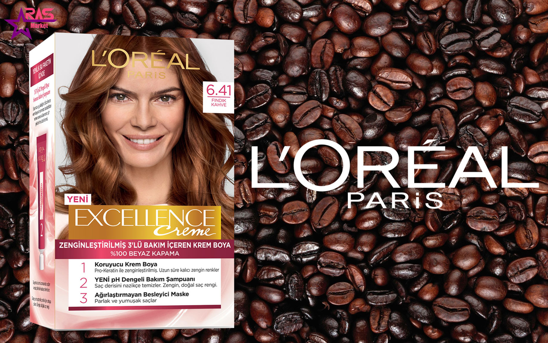 کیت رنگ مو لورآل سری Excellence شماره 6.41 ، خرید اینترنتی محصولات شوینده و بهداشتی ، بهداشت بانوان ، رنگ موی زنانه