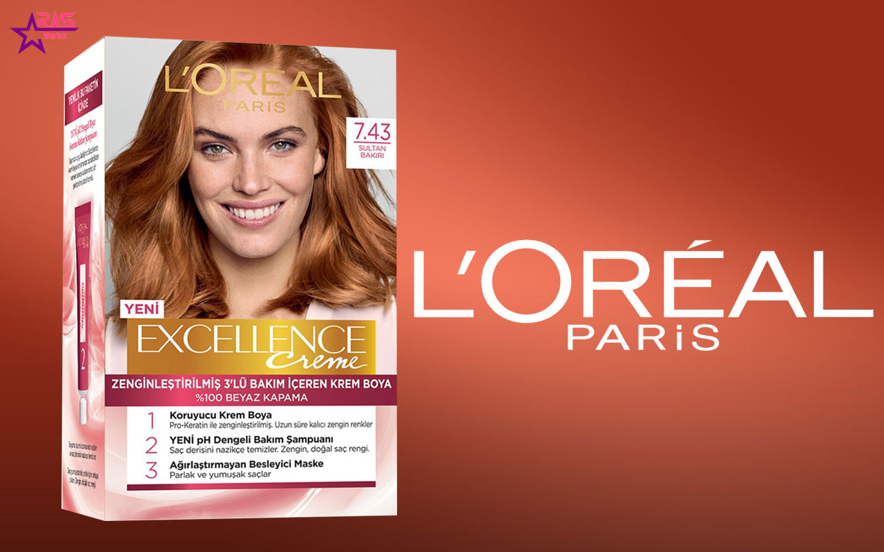 کیت رنگ مو لورآل سری Excellence شماره 7.43 ، خرید اینترنتی محصولات شوینده و بهداشتی ، بهداشت بانوان