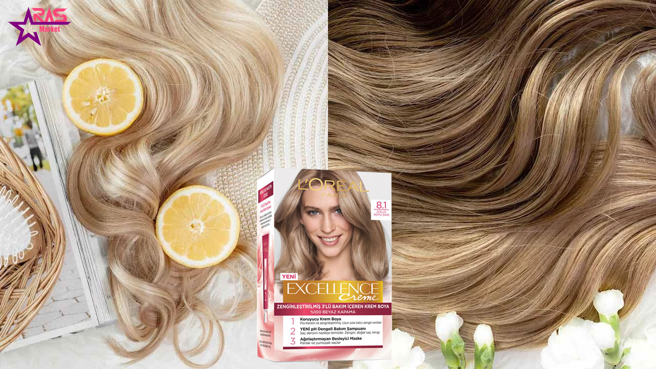 کیت رنگ مو لورآل سری Excellence شماره 8.1 ، خرید اینترنتی محصولات شوینده و بهداشتی ، بهداشت بانوان ، رنگ موی زنانه