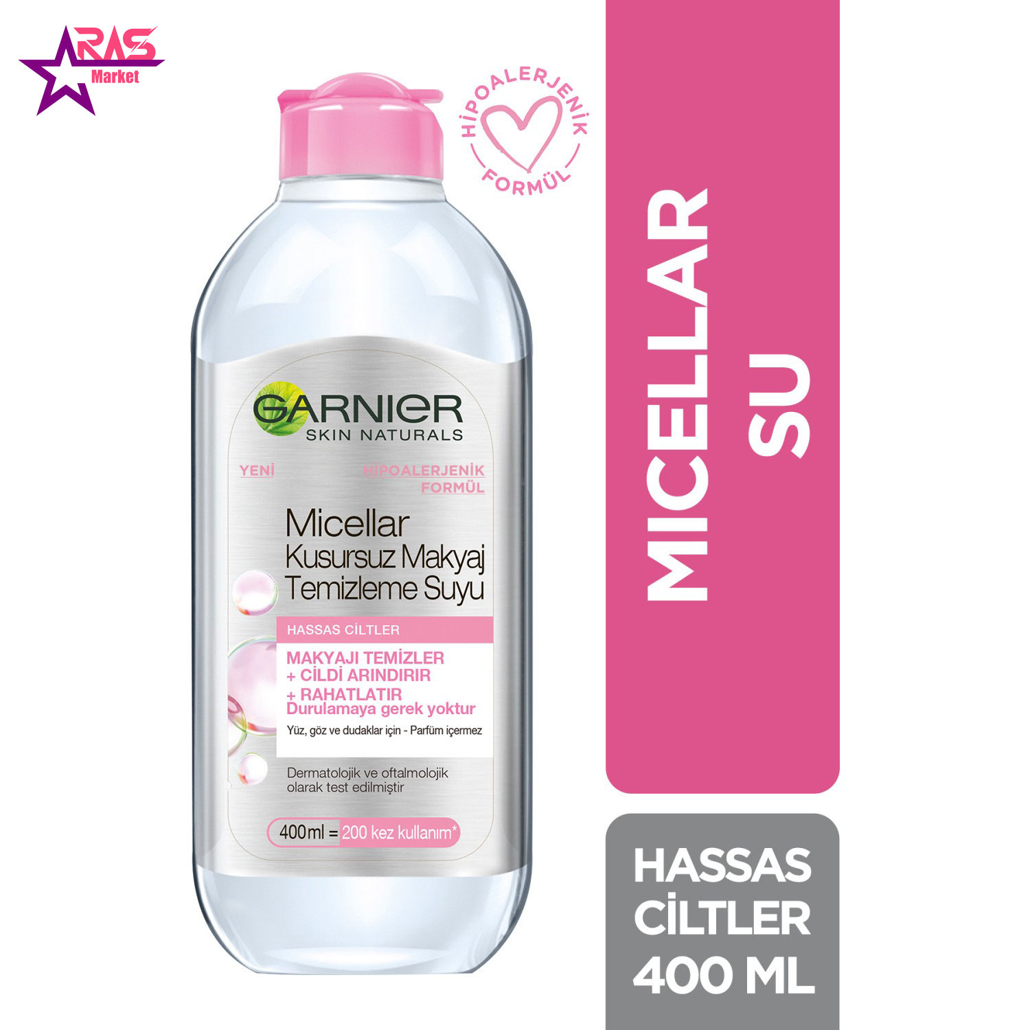 محلول آرایش پاک کن گارنیر مدل Micellar مخصوص پوست های حساس 400 میلی لیتر ، فروشگاه اینترنتی ارس مارکت ، مراقبت پوست