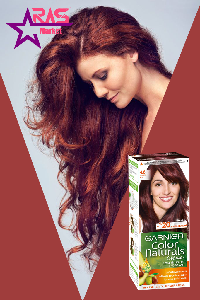 کیت رنگ مو گارنیر سری Color Naturals شماره 4.6 ، خرید اینترنتی محصولات شوینده و بهداشتی ، رنگ موی زنانه گارنیر ، garnier