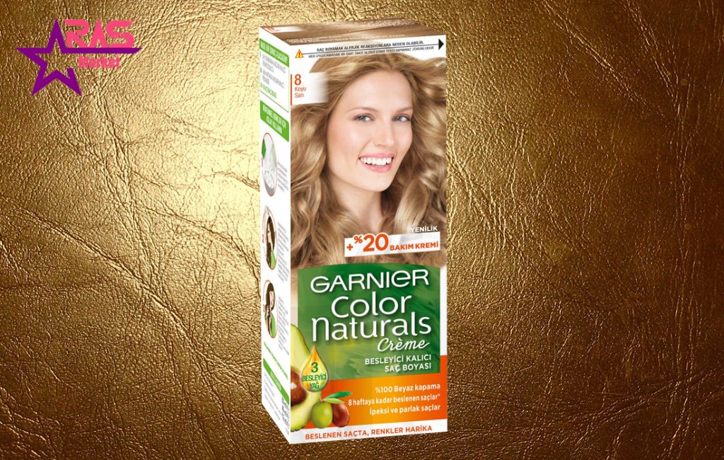 کیت رنگ مو گارنیر سری Color Naturals شماره 8 ، خرید اینترنتی محصولات شوینده و بهداشتی ، بهداشت بانوان ، رنگ مو زنانه گارنیر