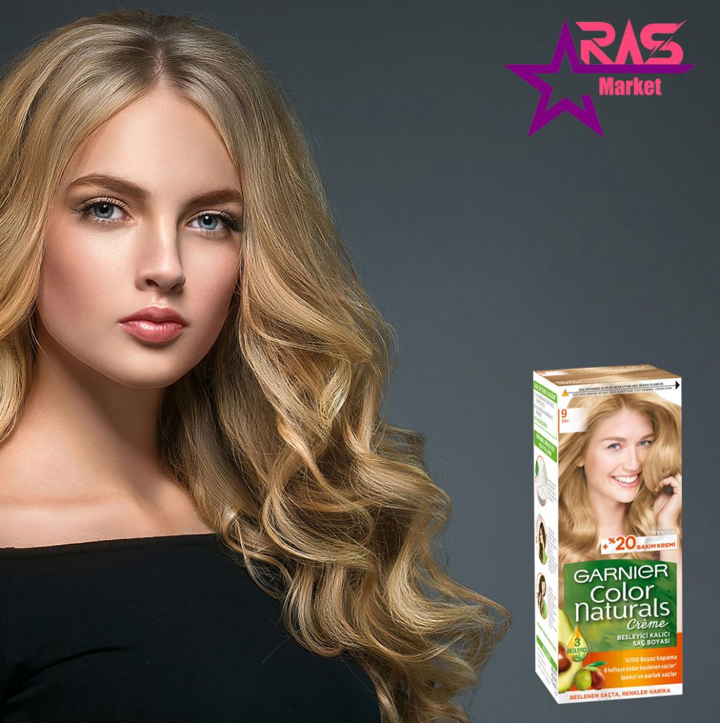 کیت رنگ مو گارنیر سری Color Naturals شماره 9 ، خرید اینترنتی محصولات شوینده و بهداشتی ، بهداشت بانوان ، رنگ موی زنانه گارنیر