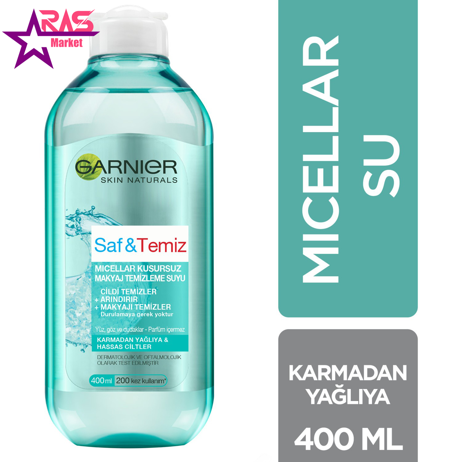 محلول آرایش پاک کن گارنیر مدل Saf & Temiz حجم 400 میلی لیتر ، فروشگاه اینترنتی ارس مارکت