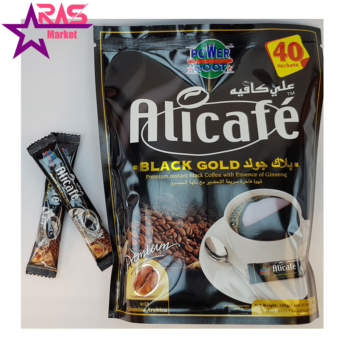 پودر قهوه علی کافه مدل Black Gold بسته 40 عددی ، فروشگاه اینترنتی ارس مارکت ، alicafe ، قهوه بلک گلد علی کافه