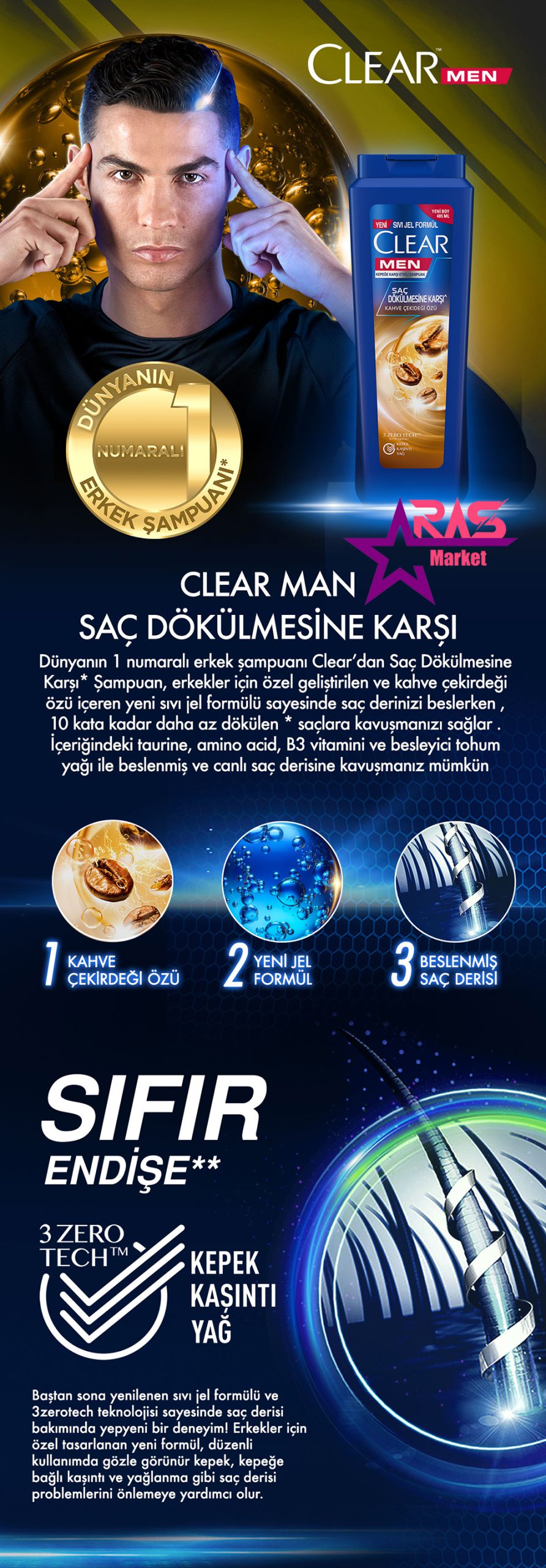 شامپو مردانه کلیر ضد شوره و ضد ریزش مو حاوی عصاره دانه های قهوه 600 میلی لیتر ، clear men shampoo ، شامپو ضدریزش مردانه کلیر