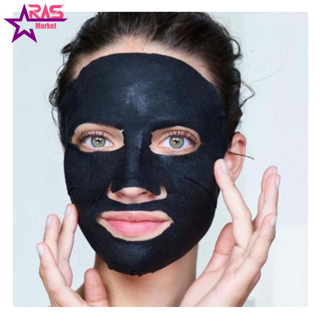 ماسک صورت ورقه ای گارنیر حاوی عصاره زغال بامبو و برنج بنفش پاکسازی کننده عمیق پوست بسته یک عددی ، مراقبت پوست