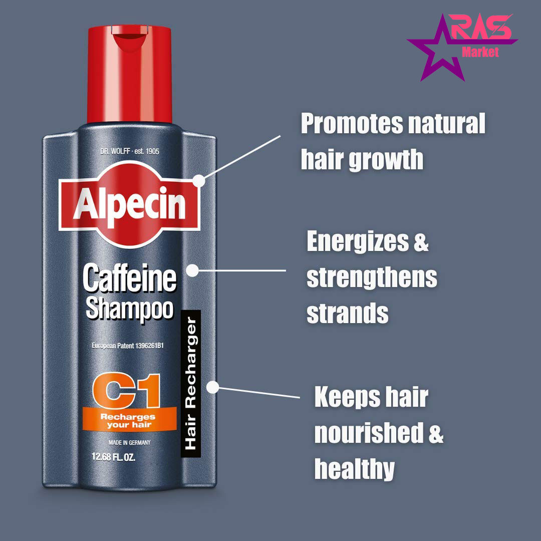 شامپو آلپسین مدل Caffeine C1 تقویت کننده و ضد ریزش مو 250 میلی لیتر ، شامپو ضد ریزش مو آلپسین ، alpecin
