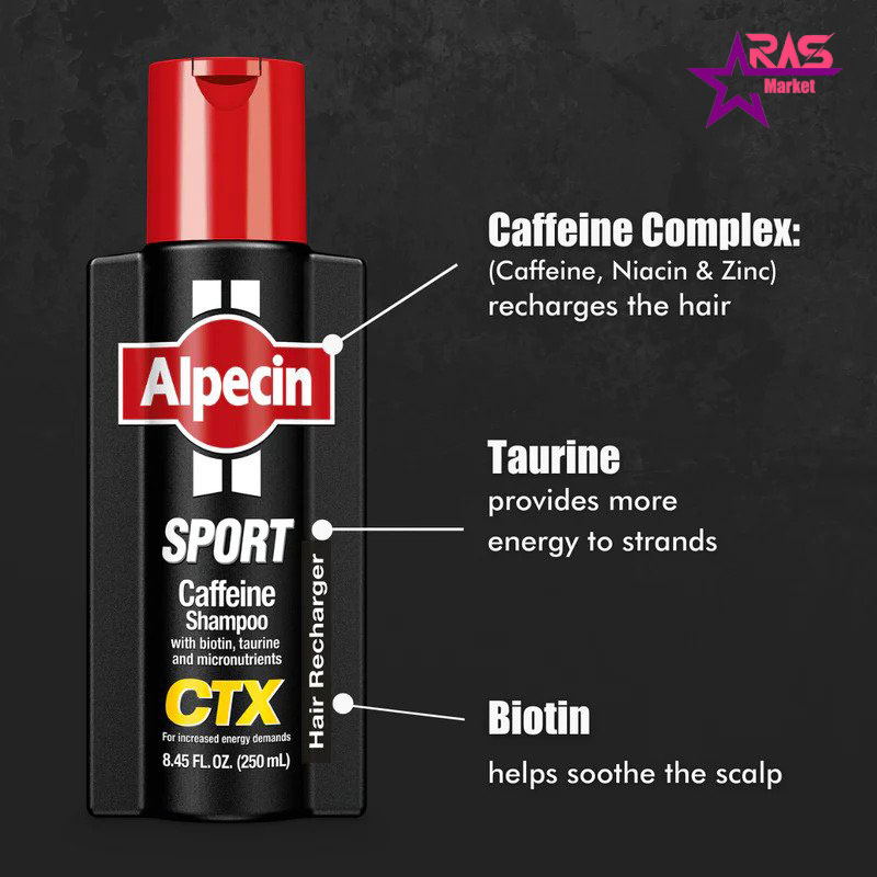 شامپو ضد ریزش مو کافئین ALPECIN آلپسین مدل Ctx Sport-ارس مارکت