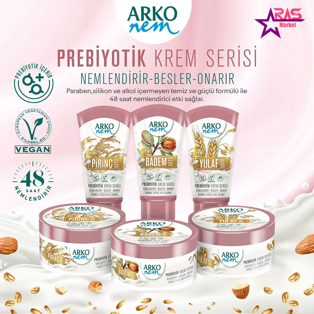 خرید اینترنتی کرم مرطوب کننده آرکو ARKO پربیوتیک شیر بادام