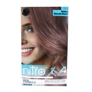 کیت رنگ مو و ابرو نیترو پلاس شماره 7.7 رنگ بلوند نسکافه ای متوسط 100 میلی لیتر
