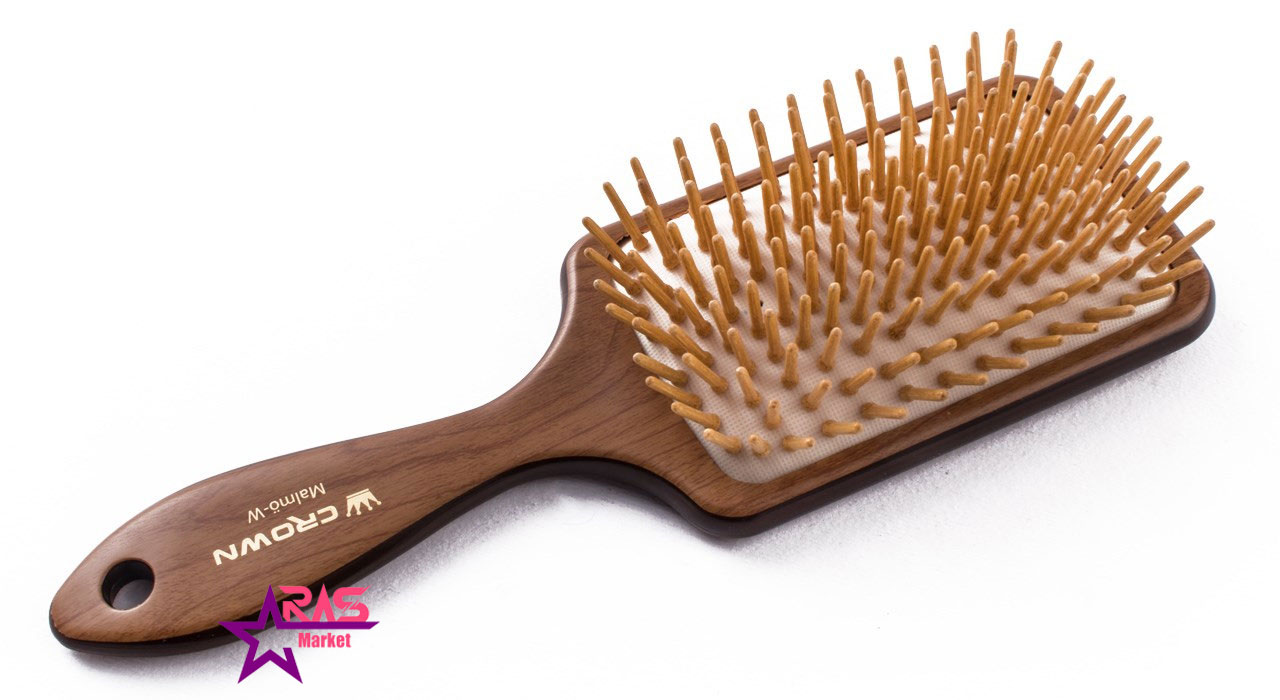 روش استفاده از برس مو کراون مدل مالمو طرح چوب malmo w قهوه ای متوسط