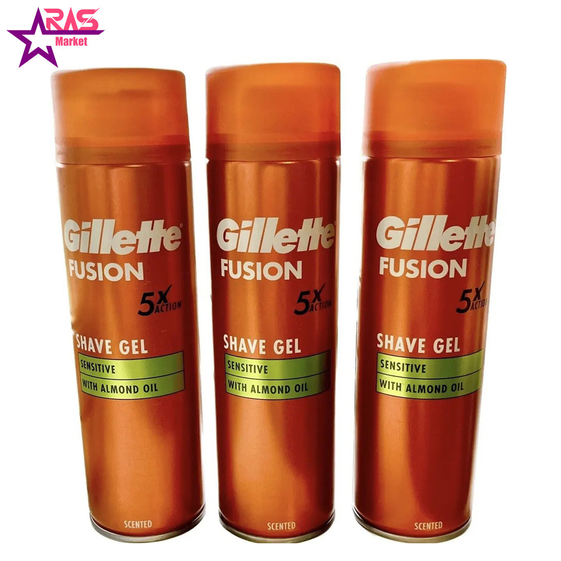 ژل اصلاح ژیلت Gillette سری Fusion 5x مدل Sensitive با روغن بادام-ارس مارکت