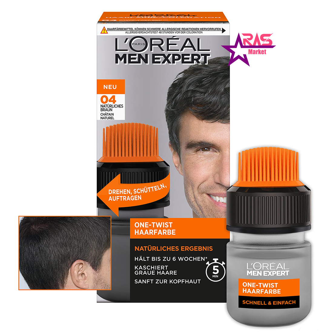 خرید کیت رنگ مو مردانه بدون آمونیاک لورآل Loreal Men Expert سری One Twist پایه رنگ قهوه ای طبیعی