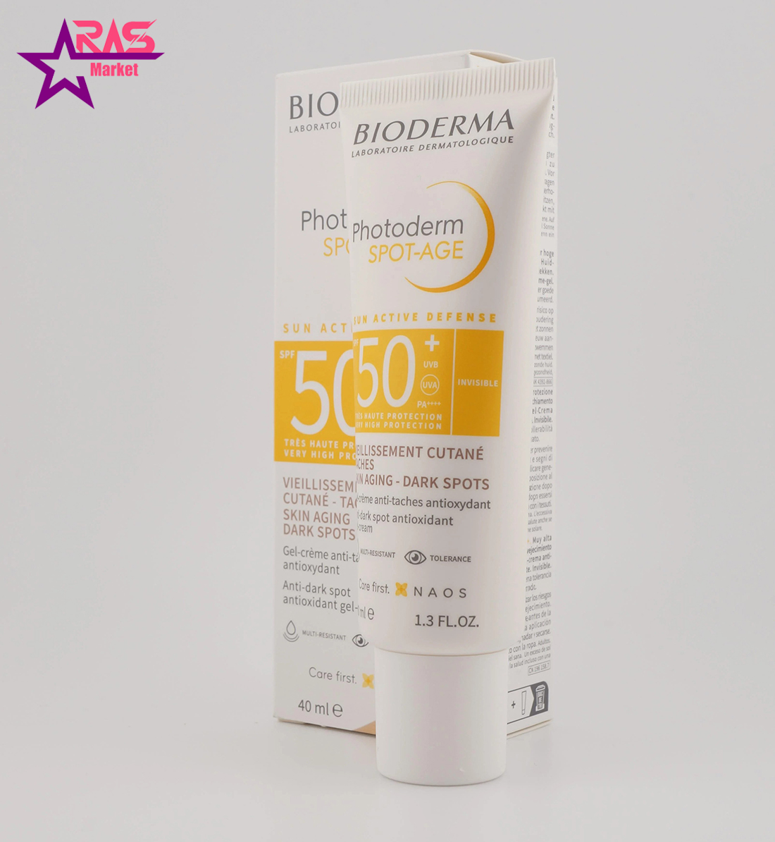 ژل کرم ضد آفتاب بی رنگ بایودرما +SPF50 مدل Photoderm Spot-Age مناسب انواع پوست