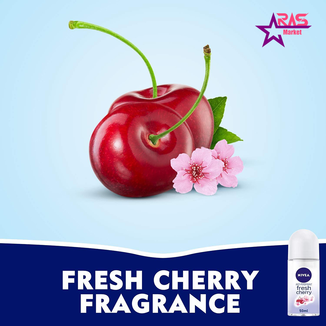 قیمت و خرید مام رول ضدتعریق نیوا مدل fresh cherry حجم 50 میل
