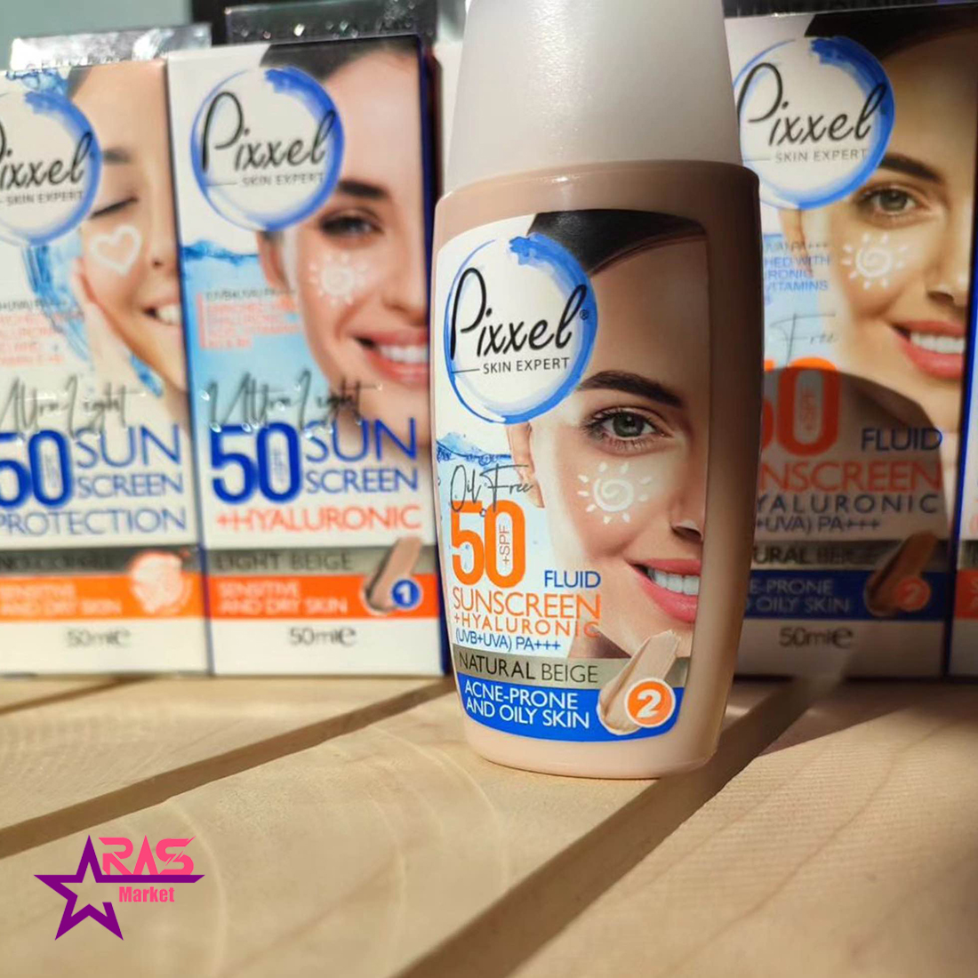 ضد آفتاب رنگی پیکسل پوست چرب، جوشدار و مختلط Spf50 بژ طبیعی