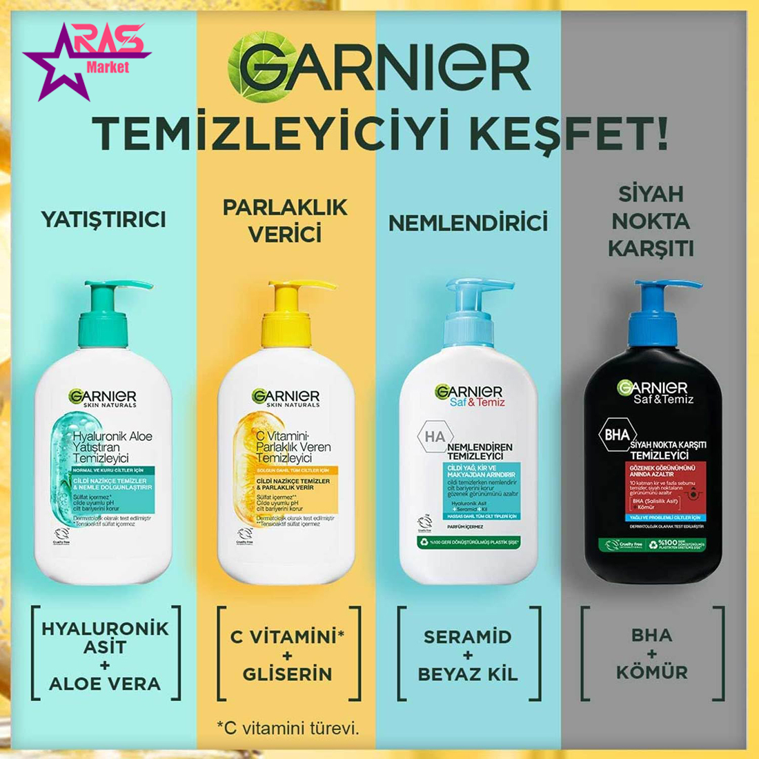ژل شستشو گارنیر ویتامین سی-خرید ژل ویتامین سی گارنیر 250 میل