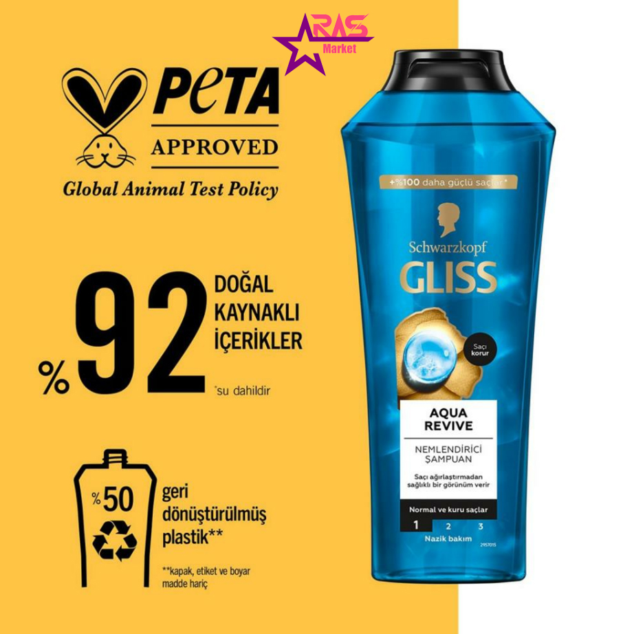 شامپو آبرسان گلیس مدل Aqua Revive مناسب موهای نرمال و خشک 500 میل