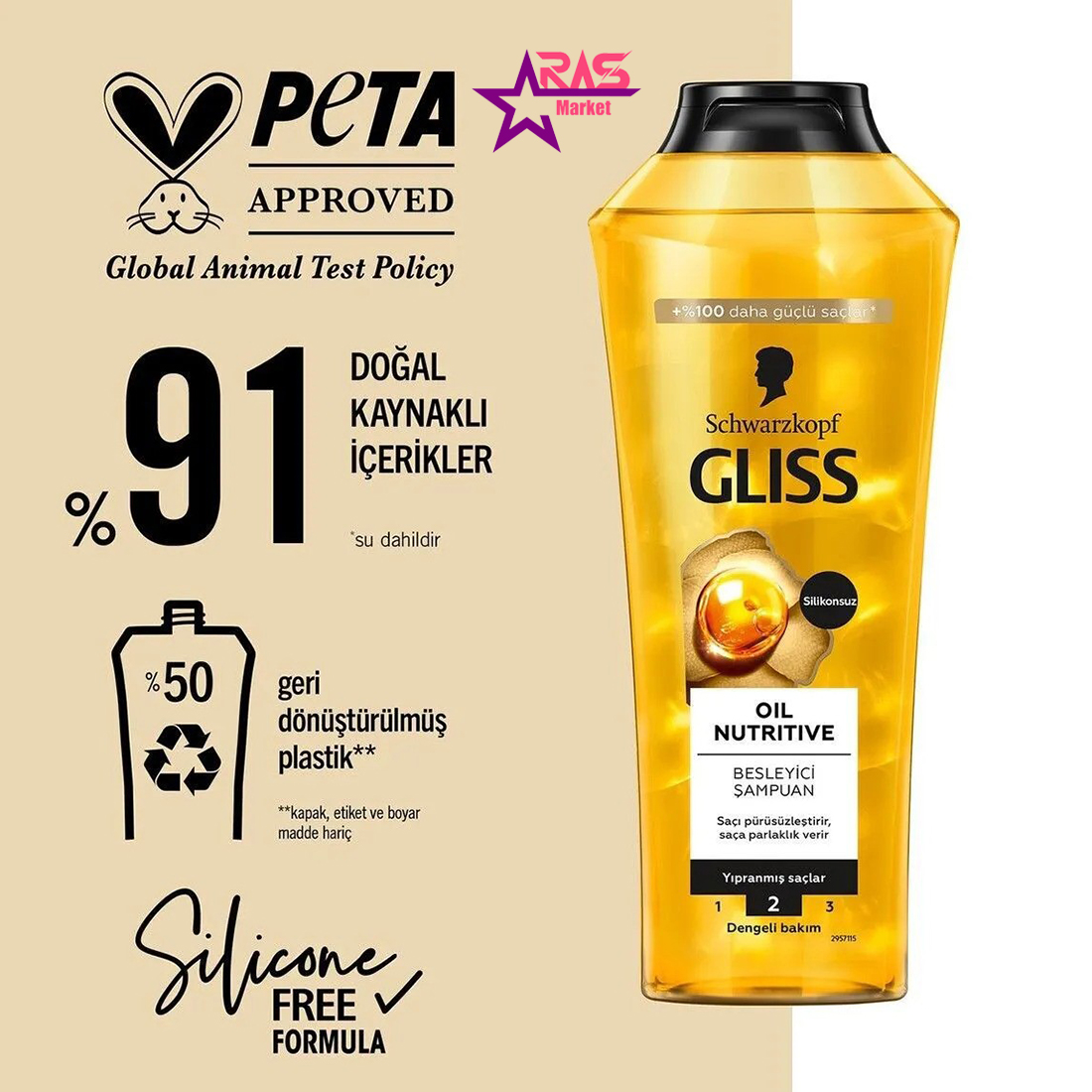 خرید شامپو گلیس مدل Oil Nutritive مناسب موهای آسیب دیده 500 میل