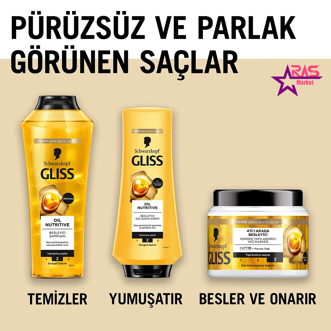 خرید اینترنتی شامپو گلیس مدل Oil Nutritive مناسب موهای آسیب دیده 500 میل