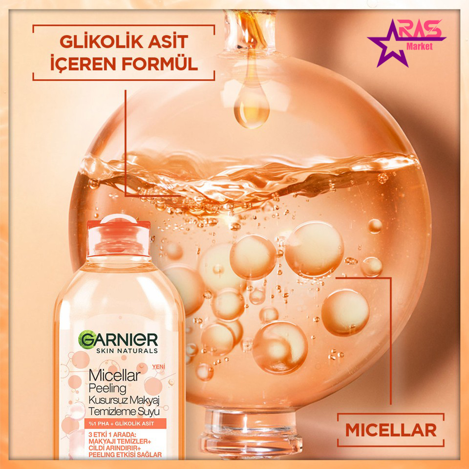 محلول پاک کننده میسلار واتر گارنیه مدل kusursuz temizleme suyu حجم 400 میلی لیتر