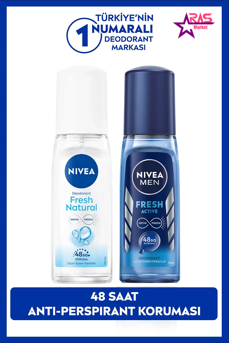 اسپری دئودورانت ادکلنی نیوا Nivea مردانه مدل Fresh Active حجم 75 میل