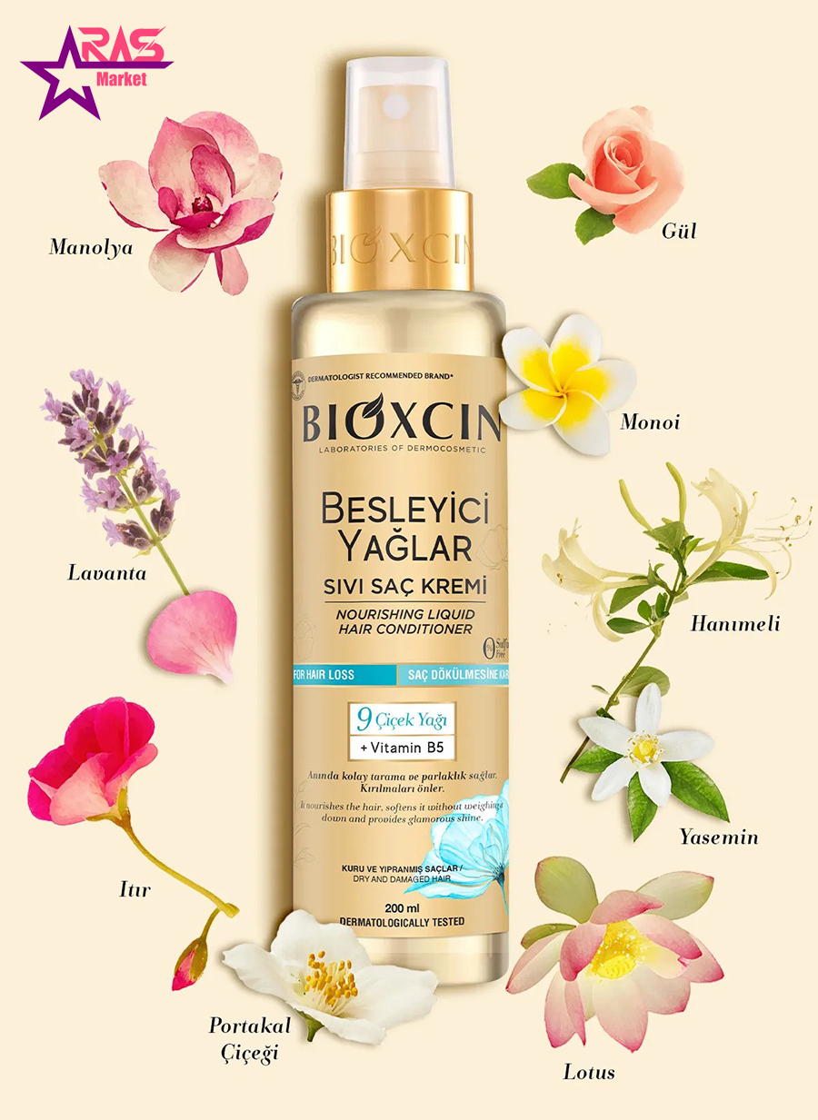 اسپری دوفاز بدون سولفات بیوکسین BIOXCIN مناسب موهای خشک و آسیب دیده حجم 200 میل 