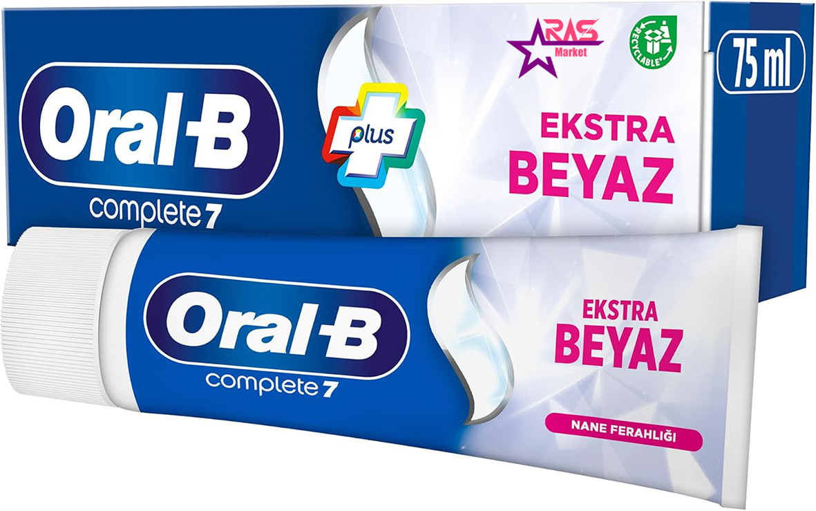 قیمت و خرید خمیر دندان سفید کننده اورال بی حجم ۷۵میل مدل COMPLETE 7 EXTRA WHITE