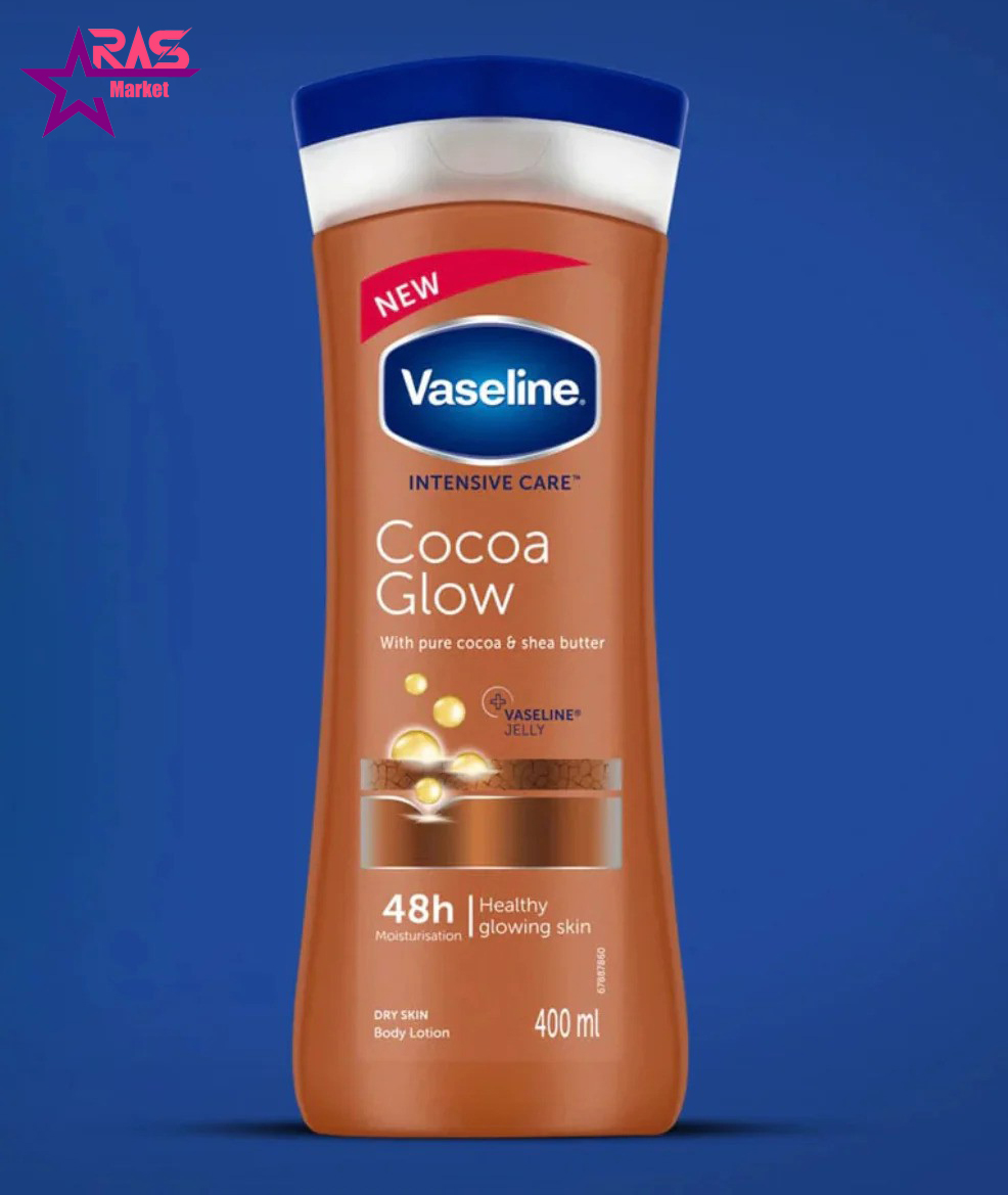 لوسیون بدن وازلین مدل cocoa glow حجم ۴۰۰ میل