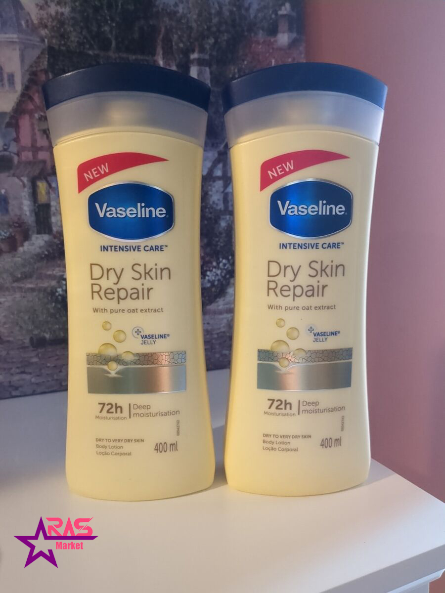 لوسیون بدن وازلین Vaseline مدل Dry Skin Repair حجم ۴۰۰ میل
