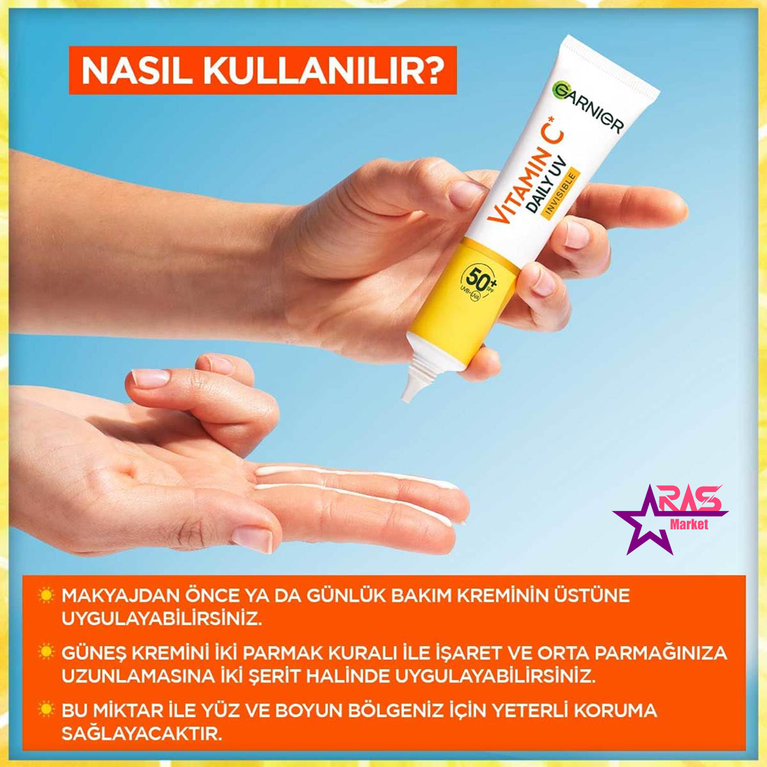 ضد آفتاب بی رنگ فلوئیدی ویتامین c گارنیر با spf 50