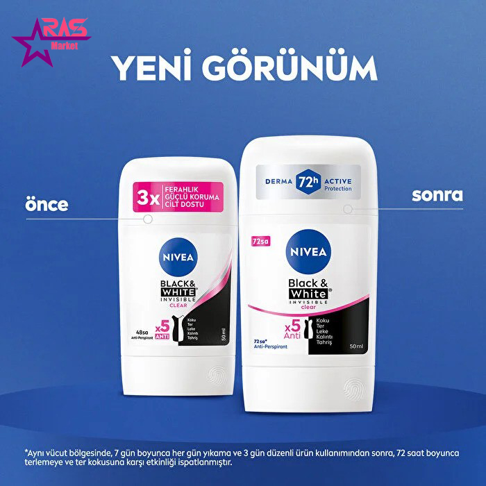 خرید و قیمت استیک ضد تعریق زنانه نیوآ مدل Black White Invisible Clear حجم 50 میل