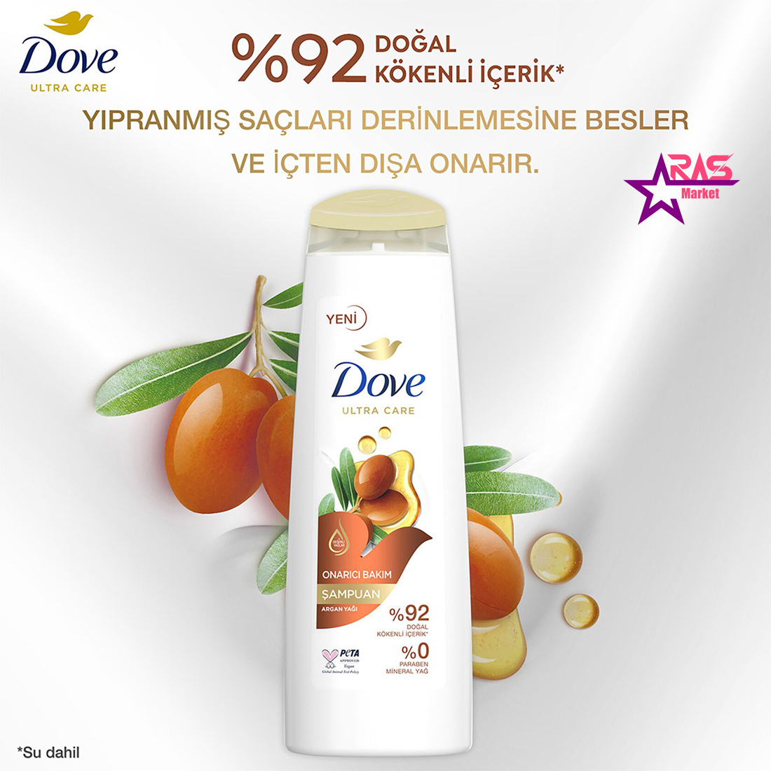 شامپو ترمیم کننده مو داو Dove Şampuan حاوی روغن آرگان و روغن های ارزشمند
