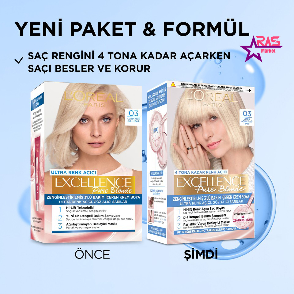 خرید كيت رنگ موی لورآل بلوند پلاتینه سری Excellence شماره 03