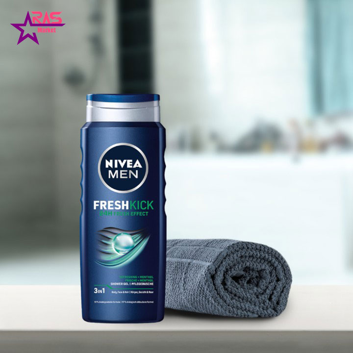 خرید شامپو بدن صورت و مو آقایان نیوآ مدل Freshkick حجم 500 میل